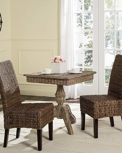 Safavieh Home Collection Avita Brown Wicker 18-inch Dining Chair (Set of 2) - LeafyLoom