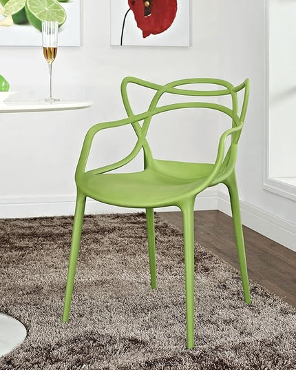 Modway Entangled Modern Molded Plastic Kitchen and Dining Room Arm Chair in Green - Fully Assembled - LeafyLoom
