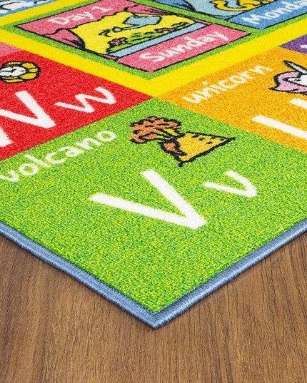 KC Cubs Playtime Collection ABC Alphabet, Seasons, Months and Days of The Week Educational Learning & Game Area Rug Carpet for Kids and Children Bedrooms and Playroom - LeafyLoom