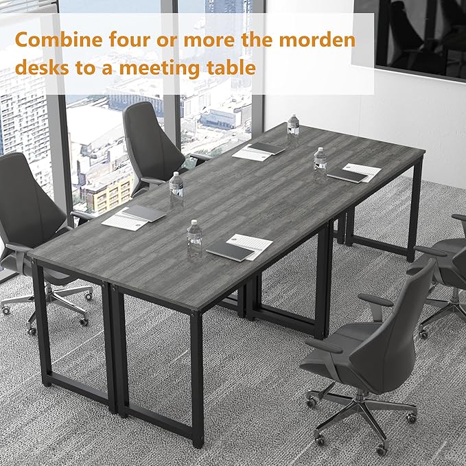 47 Inch Small Space Computer Desk, Home Office Desk, Heavy Duty Multipurpose Table, Study Desk Workstation, Gray - LeafyLoom