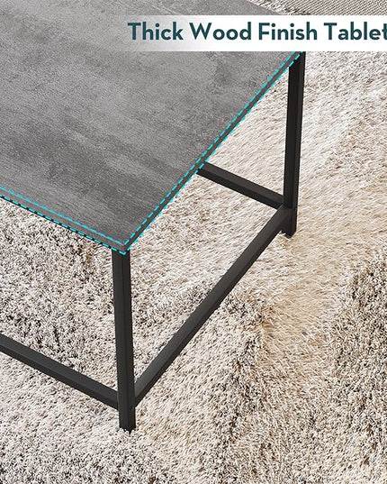 SAYGOER Coffee Table Simple Modern Coffee Tables Open Design Rectangular Minimalist Center Table for Living Room Home Office, Easy Assembly, 39.37x19.69 x17.72, Gray Black - LeafyLoom