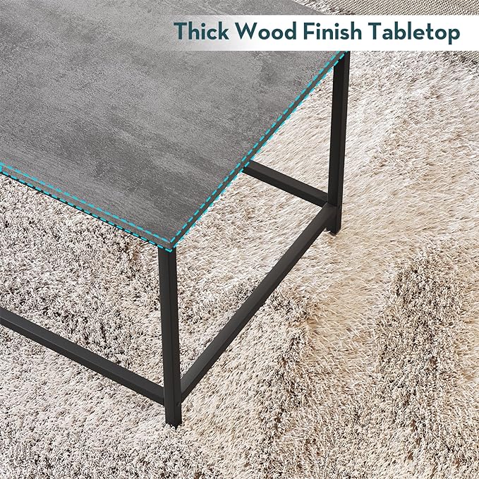 SAYGOER Coffee Table Simple Modern Coffee Tables Open Design Rectangular Minimalist Center Table for Living Room Home Office, Easy Assembly, 39.37x19.69 x17.72, Gray Black - LeafyLoom