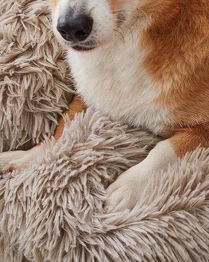 WESTERN HOME WH Calming Dog & Cat Bed, Anti-Anxiety Donut Cuddler Warming Cozy Soft Round Bed, Fluffy Faux Fur Plush Cushion Bed for Small Medium Dogs and Cats (20"/24"/27"/30") WESTERNHOME
