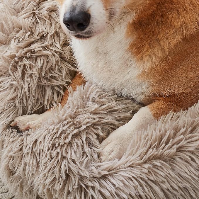 WESTERN HOME WH Calming Dog & Cat Bed, Anti-Anxiety Donut Cuddler Warming Cozy Soft Round Bed, Fluffy Faux Fur Plush Cushion Bed for Small Medium Dogs and Cats (20"/24"/27"/30") WESTERNHOME
