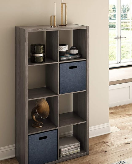 ClosetMaid 8 Cube Heavy Duty Wooden Decorative Bookcase Shelf Storage Organizer with Open Back for Home, Closet, Office, or Toys, Graphite Gray - LeafyLoom