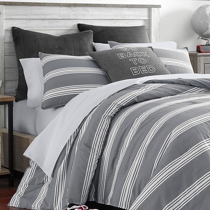 Nautica - Queen Comforter Set, Cotton Reversible Bedding with Matching Shams, Stylish Home Decor (Craver Grey, Queen) - LeafyLoom