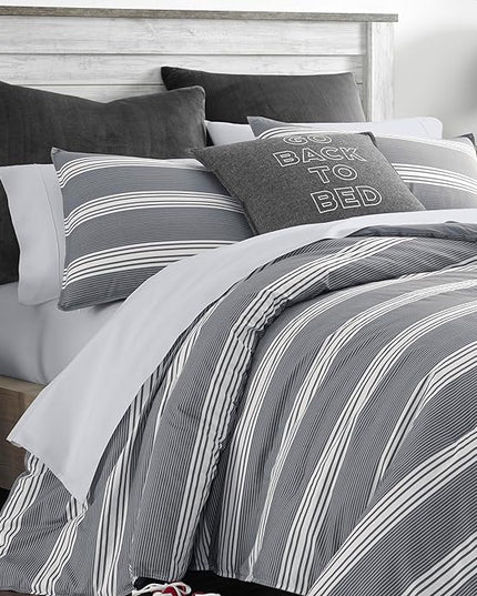 Nautica - King Size Comforter Set, Cotton Reversible Bedding with Matching Shams, Stylish Home Decor (Craver Grey, King) - LeafyLoom