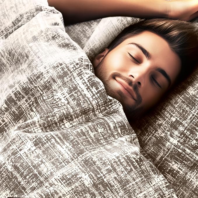 Hyde Lane Comforter King Size for Men, Taupe Modern Farmhouse Aesthetic Soft Bedding Set, Masculine Plaid Lines Pattern Bed Sets for All Season, 3 Pieces includes 1 Comforter, 2 Shams (104"x 90") - LeafyLoom