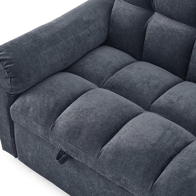 Large 2 Seater Sofa&Couch Loveseat W/Pull Out Sleeper Couch Bed and Pillows,3 in 1 Reclining Backrest Love Seat Convertible Twin XL Size Sleeper&Sofabed for Home Apartment Office Living Room - LeafyLoom