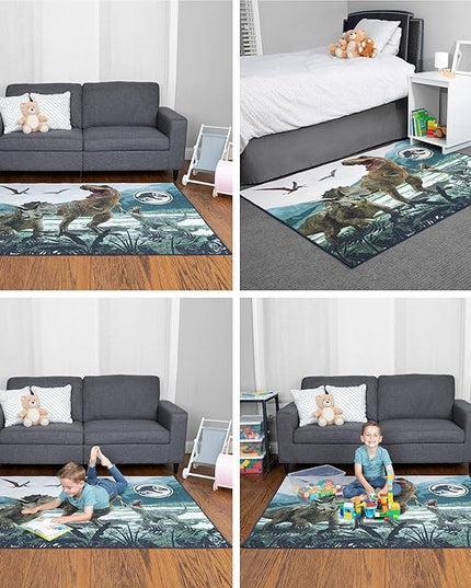 Franco Kids Room Non Slip Area Rug, 69 in x 52 in, Jurassic World - LeafyLoom