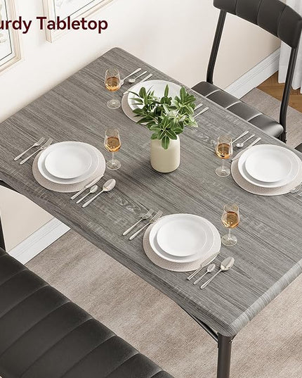 GAOMON Dining Table Set for 4, Kitchen Table with Upholstered Chairs and Bench, 4-Person Dining Room Table Set, Rectangular Kitchen Table Set for Small Space, Apartment, Home, Studio, Rustic Grey - LeafyLoom