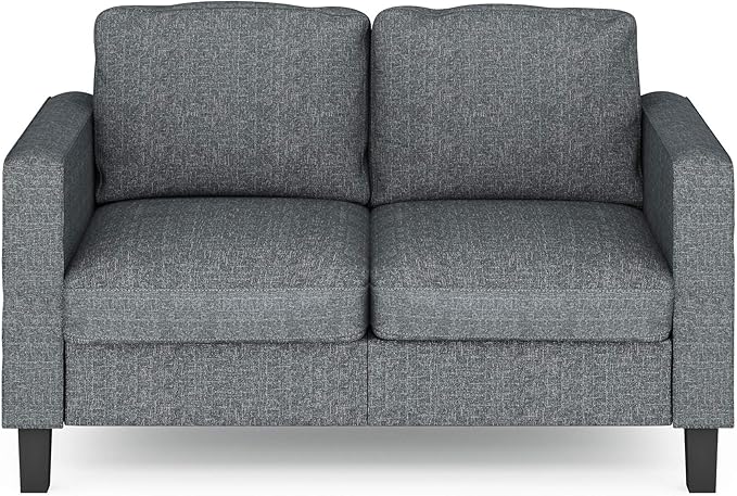 Furinno Bayonne Modern Upholstered Loveseat/Sofa Couch for Living Room, Gunmetal - LeafyLoom