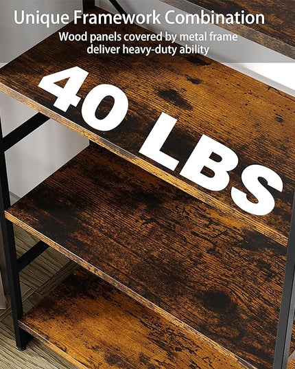 Walsunny Bookshelf, 5 Tier Bookshelves, Home Office Bookcase Shelf Storage Organizer, Free Standing Storage Shelving Unit for Bedroom, Living Room and Home Office,Rustic Brown - LeafyLoom