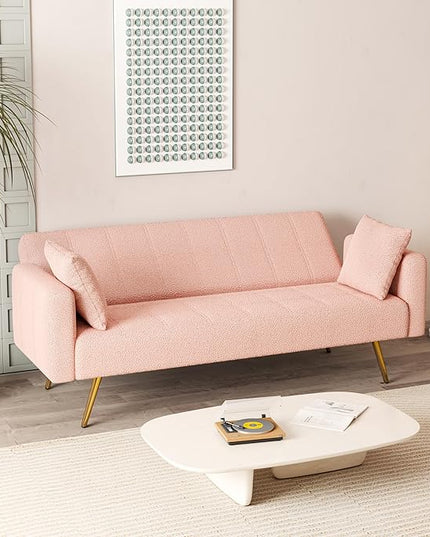 NicBex Sectional Couch Sofa with Folding Function Modern Sofa Bed Cloud Couch for Living Room Furniture Sets with Pillows and Metal Legs, Modular Sofa for Living Room, Bedroom, Apartment,71.7"L, Pink - LeafyLoom