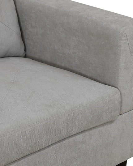 L-Shaped Sectional Couches with 66.5'' Chaise Lounge & Storage Ottoman Modular Room Sofas for Home Office Apartment, Large Living Furniture, 97'' Left Hand Facing, Grey White Flannelette - LeafyLoom