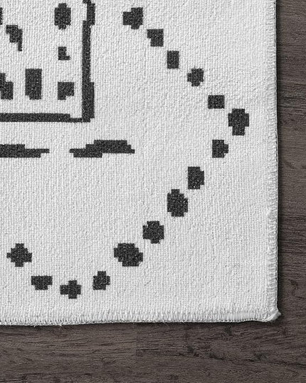 nuLOOM Mila Machine Washable Diamond Trellis Ultra Thin Runner Rug, 2' 6" x 6', White - LeafyLoom
