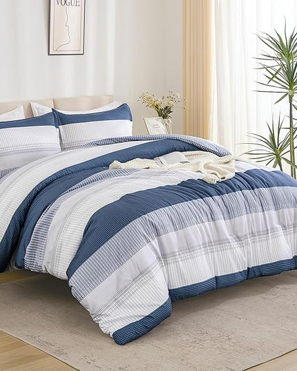 Litanika King Comforter Set Mineral Blue - 3 Pieces Lightweight Fluffy Bedding Comforter Sets, All Season Down Alternative Comforter (1 Comforter, 2 Pillowcases) - LeafyLoom