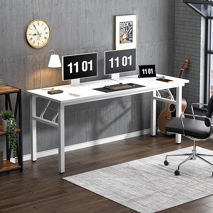 Need Computer Desk Office Desk 62 inches Folding Table with BIFMA Certification Computer Table Workstation, White AC5DW-157 - LeafyLoom