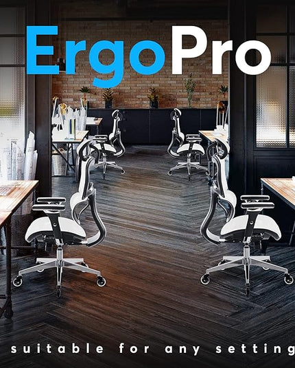 Oline ErgoPro Ergonomic Office Chair - Rolling Desk Chair with 4D Adjustable Armrest, 3D Lumbar Support and Blade Wheels - Mesh Computer Chair, Gaming Chairs, Executive Swivel Chair (White) - LeafyLoom