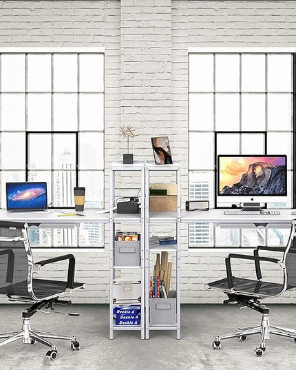 SHW 46-Inch Mission Desk with Side Shelf, 24" Deep, White - LeafyLoom
