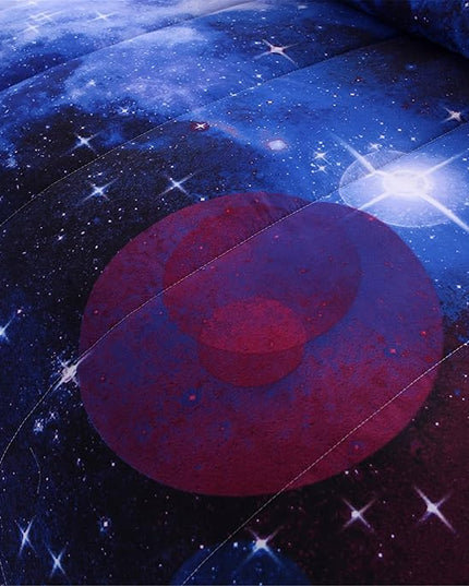 A Nice Night Galaxy Bedding Sets Outer Space Comforter 3D Printed Space Quilt Set Full Size,for Children Boy Girl Teen Kids - Includes 1 Comforter, 2 Pillow Cases - LeafyLoom