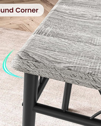 Dining Table Set, 5 Piece Dining Table set for 4, Rectangle Kitchen Table Set with 4 Upholstered Chairs, Dining Table Set for Small Space, Apartment, Retro Gray - LeafyLoom