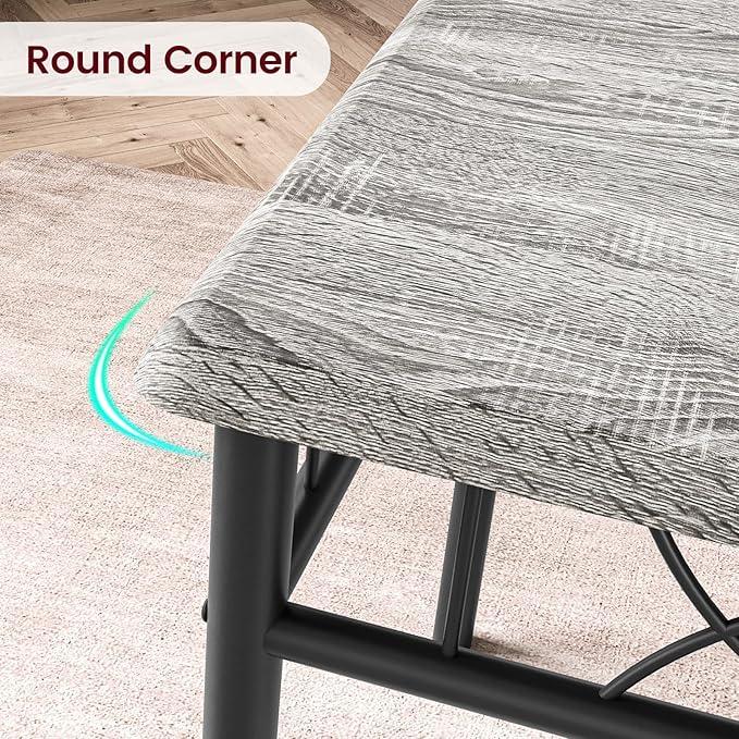 Dining Table Set, 5 Piece Dining Table set for 4, Rectangle Kitchen Table Set with 4 Upholstered Chairs, Dining Table Set for Small Space, Apartment, Retro Gray - LeafyLoom