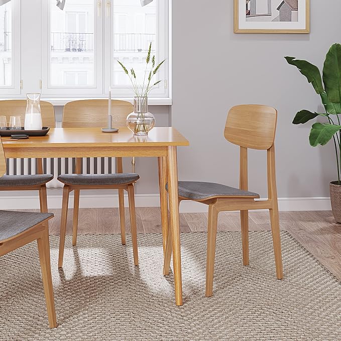 Panana Modern Dining Table 47 Inch Kitchen Table with Solid Wood Leg Oak Finish Dinner Table Dining Room Home Furniture Natural - LeafyLoom