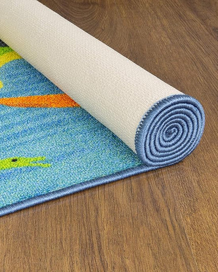 KC Cubs Playtime Collection Dinosaur Dino Safari Road Map Educational Learning & Game Area Rug Carpet for Kids and Children Bedrooms and Playroom (3'3" x 4'7") - LeafyLoom