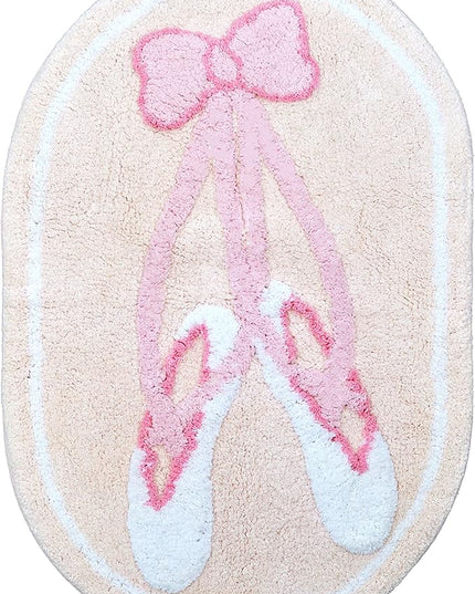 Hand Tufted Ballerina Bedroom or Bathroom Rug - 30x20 in; 100% Cotton Kids Bathroom Mat; Decorative Kids Area Rug - LeafyLoom