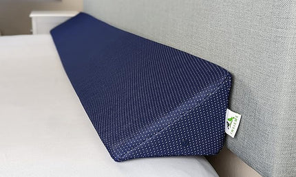 Insieme Queen Size Headboard Wedge Pillow (Blue) | Multi-Use Foam Bed Gap Filler for Covering Gaps Between Bed and Headboard or Wall (60x8x6x10 inch) - LeafyLoom