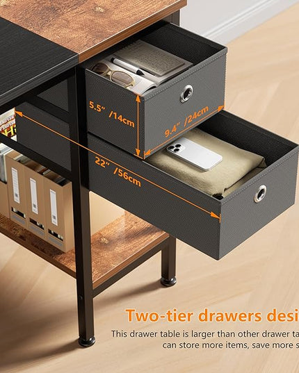 HOMIDEC Office Desk, Computer Desk with Drawers 40" Study Writing Desks for Home with Storage Shelves, Desks & Workstations for Home Office Bedroom - LeafyLoom