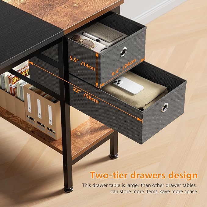 HOMIDEC Office Desk, Computer Desk with Drawers 47" Study Writing Desks for Home with Storage Shelves, Desks & Workstations for Home Office Bedroom - LeafyLoom