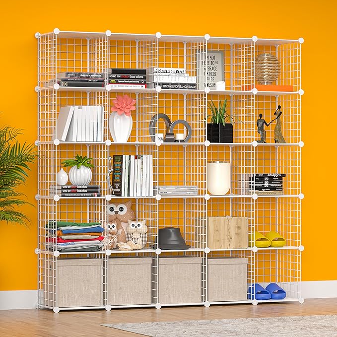 TUMUCUTE Closet Organizer,25-Cube Closet Organizers and Storage,Closet Cabinet Metal Shelf Rack Storage Shelves Bookshelf,Toy Organizers and Storage Bins - LeafyLoom