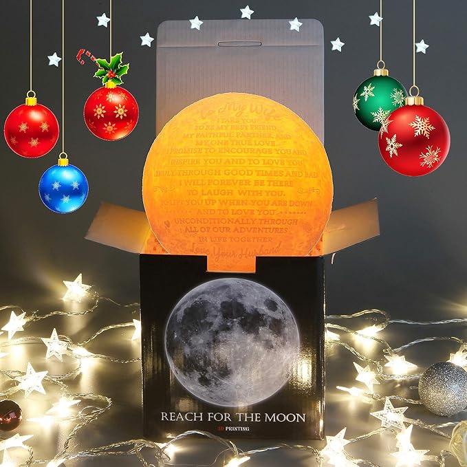 Personalized Valentine's Day Gifts for Wife Cute 3D Moon Lamp,Moon Decor to Wife Gifts from Husband - LeafyLoom