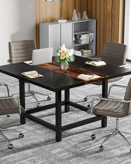 39.4"x 39.4"x29.5 “ inches Rustic Wooden Square Dining Kitchen Table for Small Space - LeafyLoom