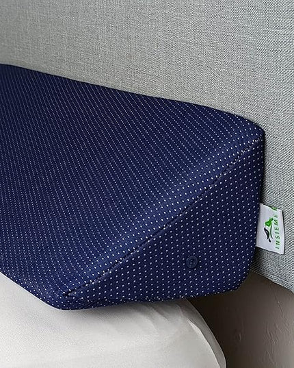 Insieme Queen Size Headboard Wedge Pillow (Blue) | Multi-Use Foam Bed Gap Filler for Covering Gaps Between Bed and Headboard or Wall (60x8x6x10 inch) - LeafyLoom