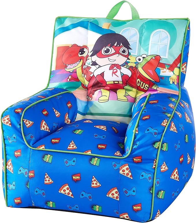 Idea Nuova Ryan's World Toddler Nylon Bean Bag Chair with Piping & Top Carry Handle Large - LeafyLoom