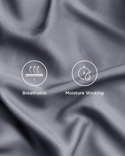 Bedsure King Size Sheet Set, Cooling Sheets King, Rayon Derived from Bamboo, Deep Pocket Up to 16", Breathable & Soft Bed Sheets, Hotel Luxury Silky Bedding Sheets & Pillowcases, Dark Grey - LeafyLoom