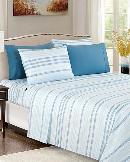 Elegant Comfort Softest and Coziest 4-Piece Sheet Set - 1500 Premium Hotel Quality Microfiber - Deep Pocket, Wrinkle Resistant 4-Piece Floral Bed Sheet Set, Twin XL, Traci Aqua - LeafyLoom