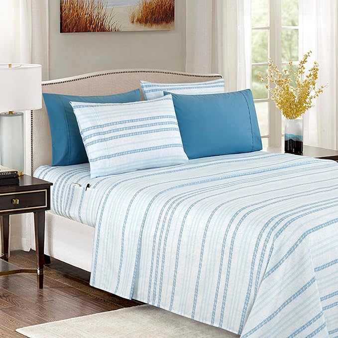 Elegant Comfort Softest and Coziest 4-Piece Sheet Set - 1500 Premium Hotel Quality Microfiber - Deep Pocket, Wrinkle Resistant 4-Piece Floral Bed Sheet Set, Twin XL, Traci Aqua - LeafyLoom