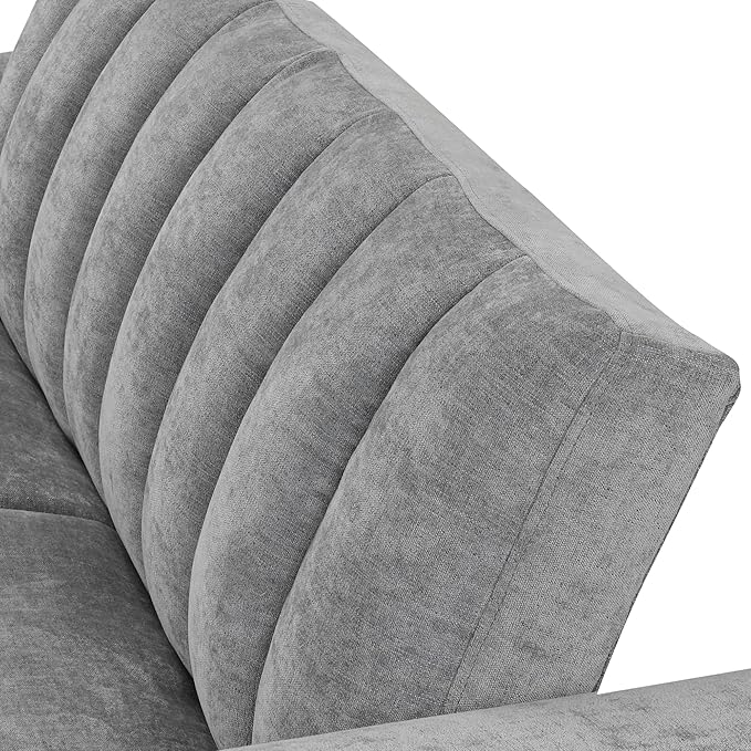 3 in 1 Oversized Convertible Loveseat Sleeper Sofa Bed,Contemporary Channel Tufted Love Seats Sofabed W/Pull Out Sleep Couch,Thicker Cushions and Padded Armrests for Living Room, 61", Grey-368 - LeafyLoom
