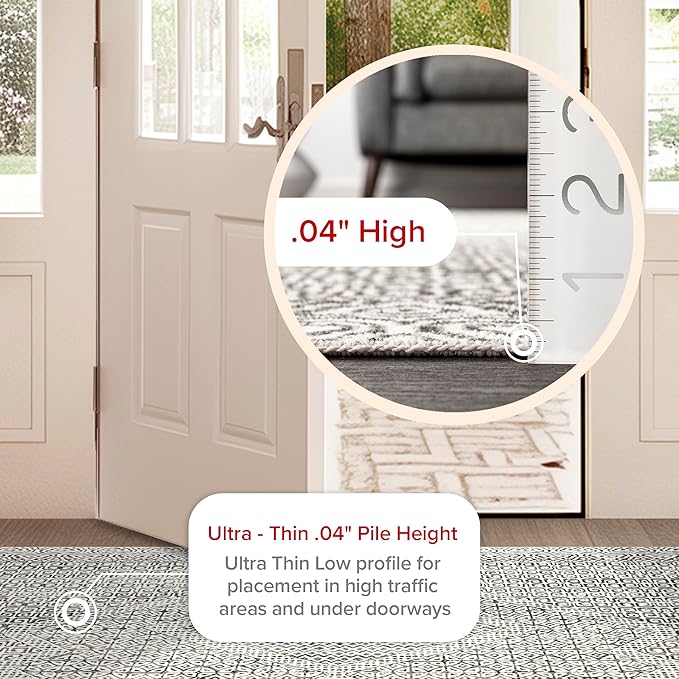 nuLOOM Abstract Tribal Machine Washable Ultra Thin Runner Rug, 2' 6" x 6', Grey - LeafyLoom