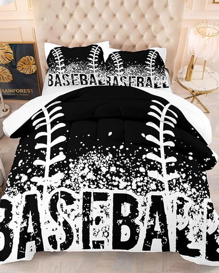 Bodhi Bed in A Bag for Kids Boys,Kids Bedding Comforter Sheet Set,Twin Size Baseball Comforter Set,Kids Sports Baseball Bedding Set 5 PCS.(1 Comforter,1 Flat Sheet,1 Fitted Sheet,2 Pillowcases) - LeafyLoom