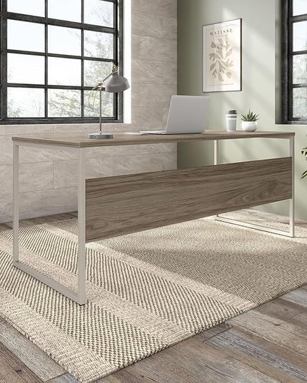 Bush Business Furniture Hybrid 72W x 30D Computer Table Desk with Metal Legs in Modern Hickory - LeafyLoom