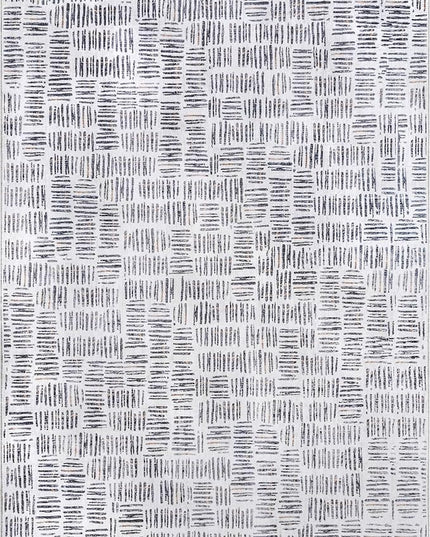 nuLOOM Mitzi Abstract Lines Machine Washable Ultra Thin Area Rug, 5' x 8', Light Grey - LeafyLoom