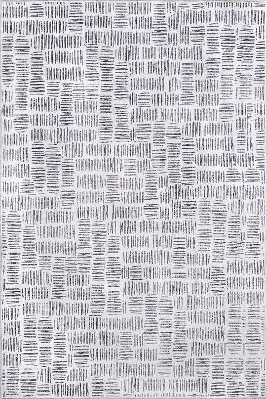 nuLOOM Mitzi Abstract Lines Machine Washable Ultra Thin Area Rug, 5' x 8', Light Grey - LeafyLoom