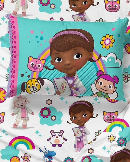 Jay Franco Disney Junior Doc McStuffins Hospital 5 Piece Twin Bed Set - includes Reversible Comforter & Sheet Set - Super Soft Fade Resistant Microfiber (Official Disney Junior Product) - LeafyLoom