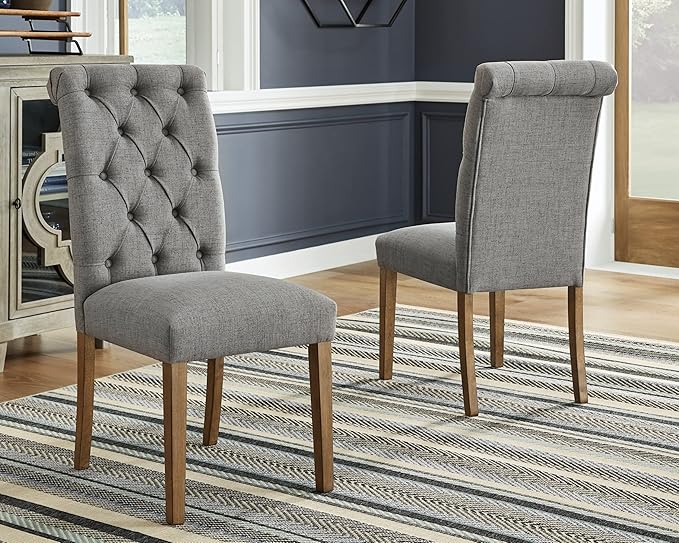 Signature Design by Ashley Harvina French Country 19" Tufted Upholstered Dining Chair, 2 Count, Gray - LeafyLoom