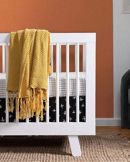Babyletto Hudson 3-in-1 Convertible Crib with Toddler Bed Conversion Kit in White, Greenguard Gold Certified , 53.75x29.75x35 Inch (Pack of 1) - LeafyLoom